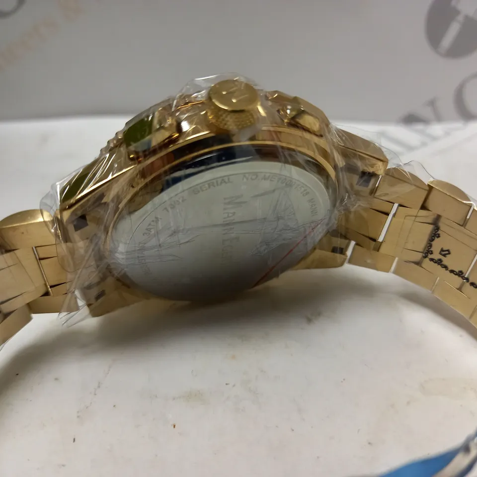 BOXED MANN EGERTON ENGINEER GOLD WATCH WITH BLACK DIAL