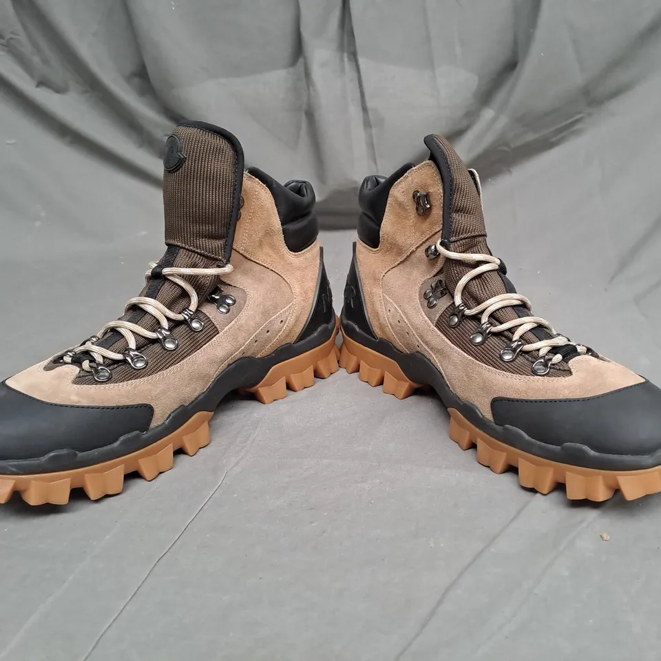PAIR OF MONCLER RUBBER SOLE WALKING BOOTS IN SIZE 10.5