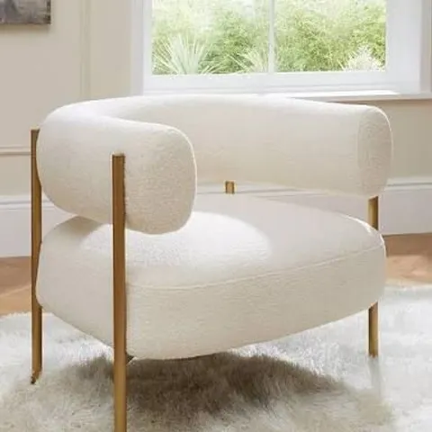 ICON BOUCLE FABRIC ACCENT CHAIR - CREAM