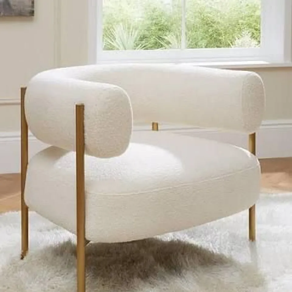 ICON BOUCLE FABRIC ACCENT CHAIR - CREAM 