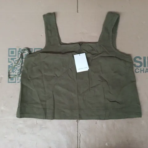 NOBODY'S CHILD OLIVE GREEN SLEEVELESS TOP SIZE UK 12