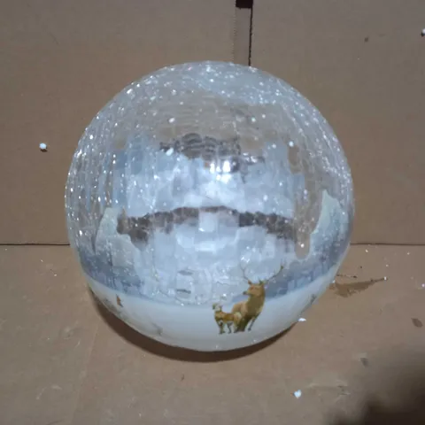 FESTIVE PRE-LIT SCENIC CRACKLE GLASS SPHERE