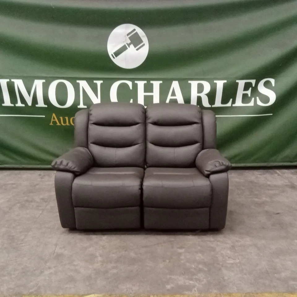 ROTHBURY LUXURY FAUX LEATHER HIGH BACK 2 SEATER MANUAL RECLINER SOFA - CHARCOAL RRP £629