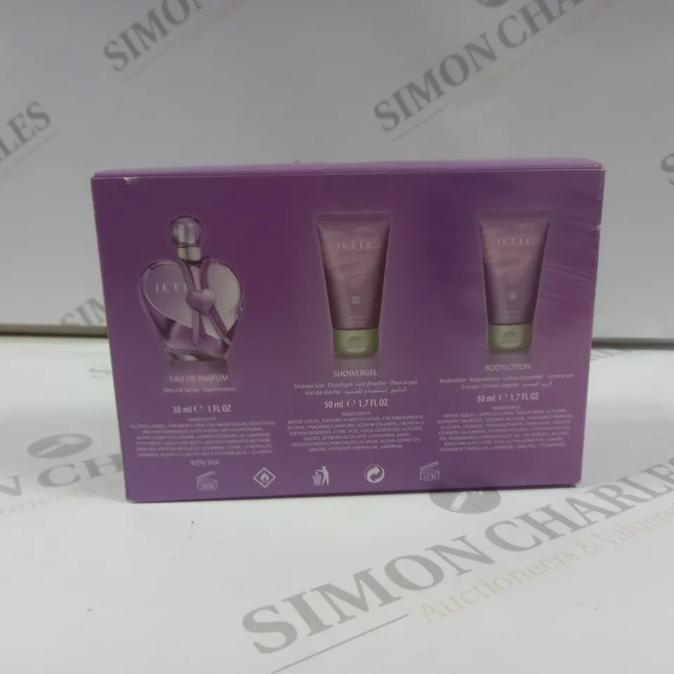 JETTE SEALED SET OF PARFUM, SHOWERGEL, AND BODYLOTION 
