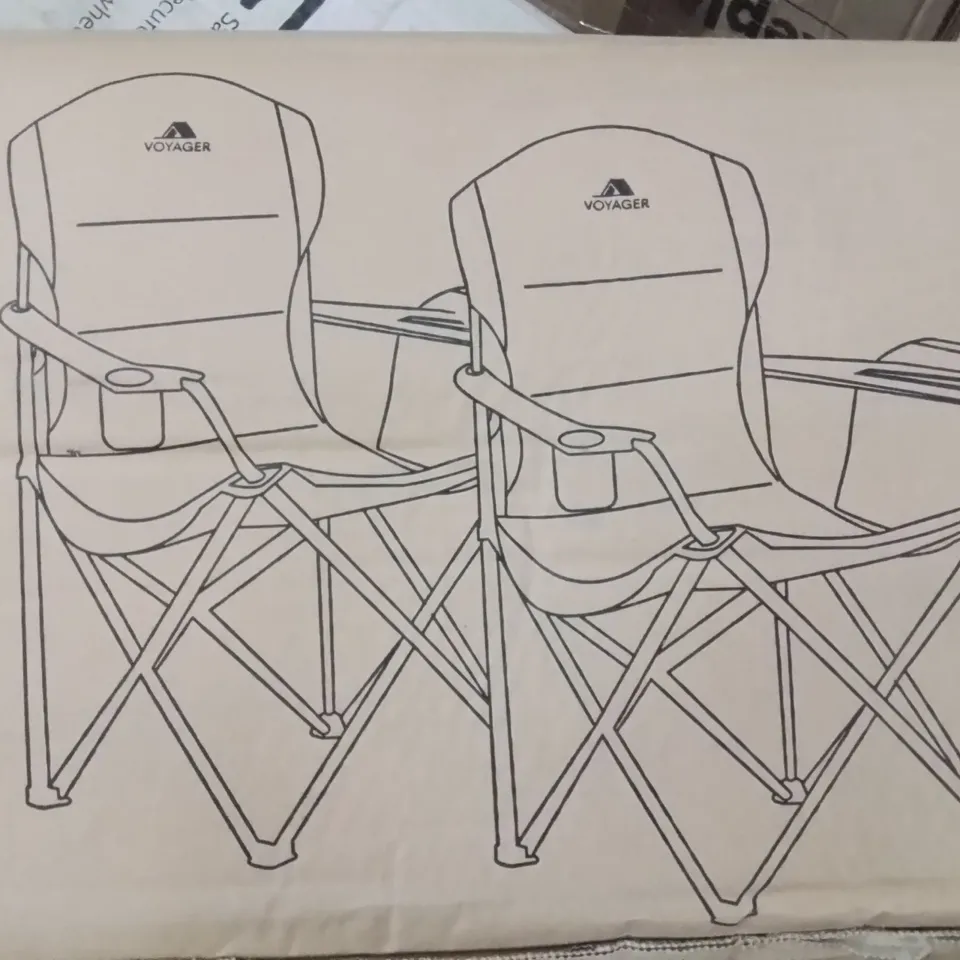 BOXED SET OF 2 PADDED VOYAGER CAMPING CHAIRS 