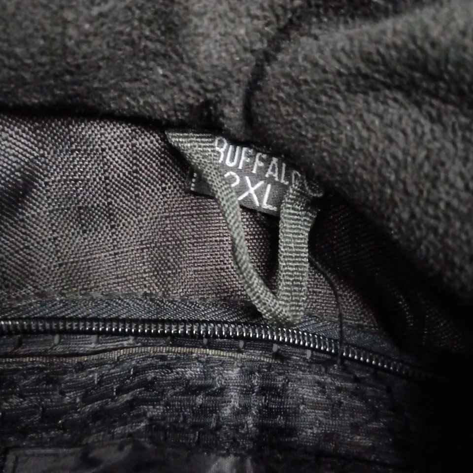 BUFFALO MOTORCYCLE JACKET – BLACK WITH REFLECTIVE STRIPES, UK DESIGNED, SIZE XL