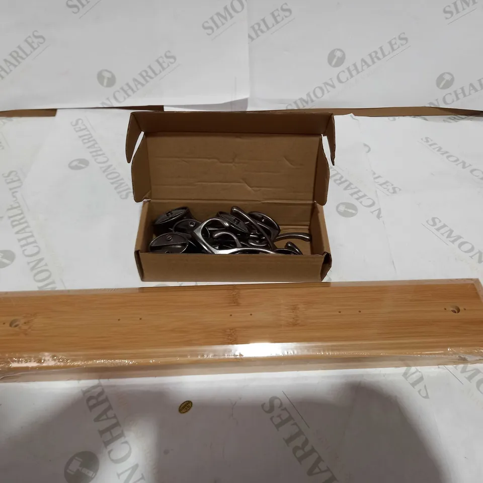 DESIGNER WOODEN BACKED COAT/BAG HANGER WITH HOOKS