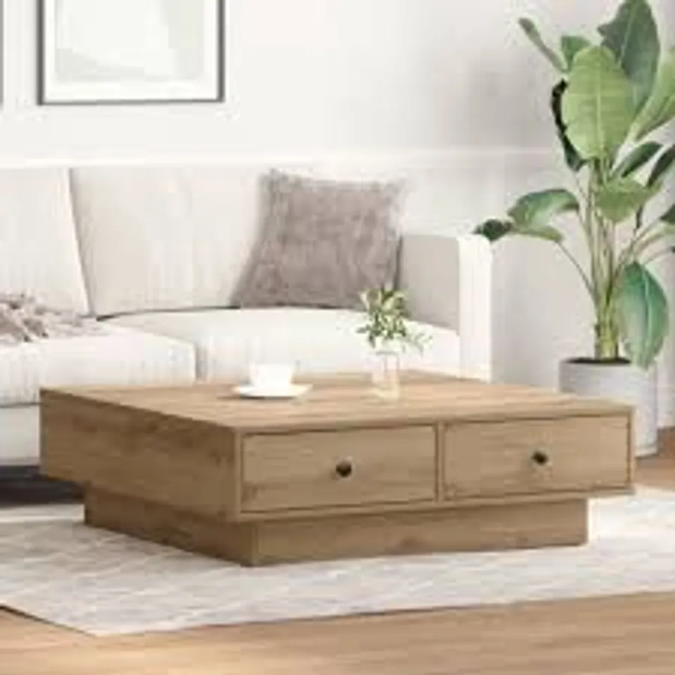 BOXED COFFEE TABLE OAK ENGINEERED WOOD 90 x 90 x 28cm (1 BOX)