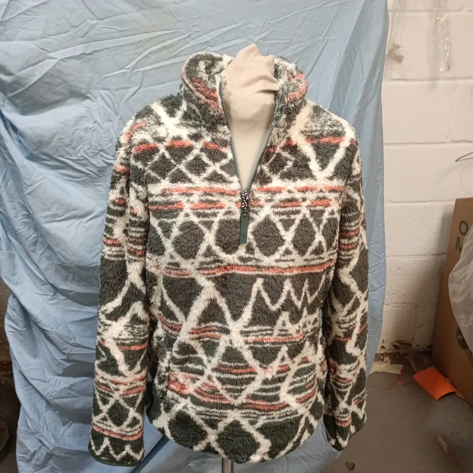 WEIRD FISH WOMEN'S FLEECE QUARTER ZIP JUMPER - GEOMETRIC PRINT, UK 12