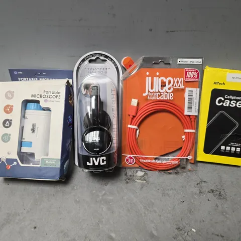 BOX OF APPROXIMATELY 20 ASSORTED BROKEN ITEMS TO INCLUDE - JUICE XXL CABLE , PORTABLE MICROSCOPE ETC