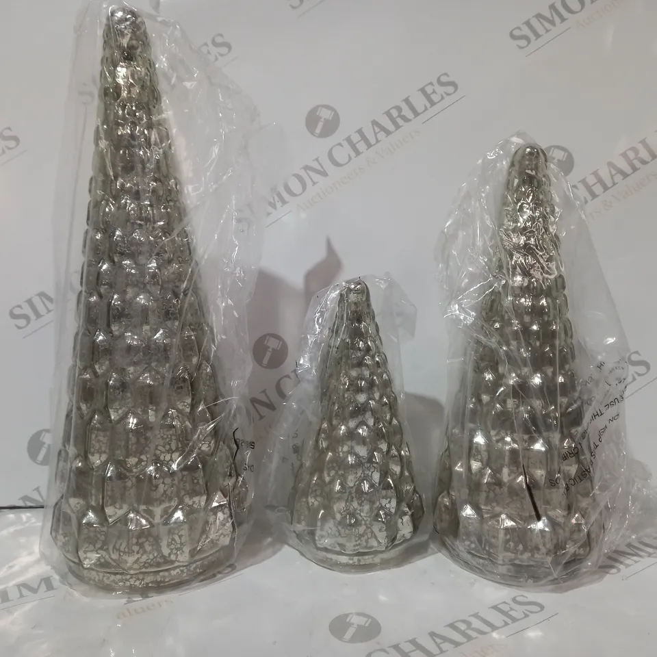 BOXED ALISON CORK SET OF MERCURY GLASS TREES