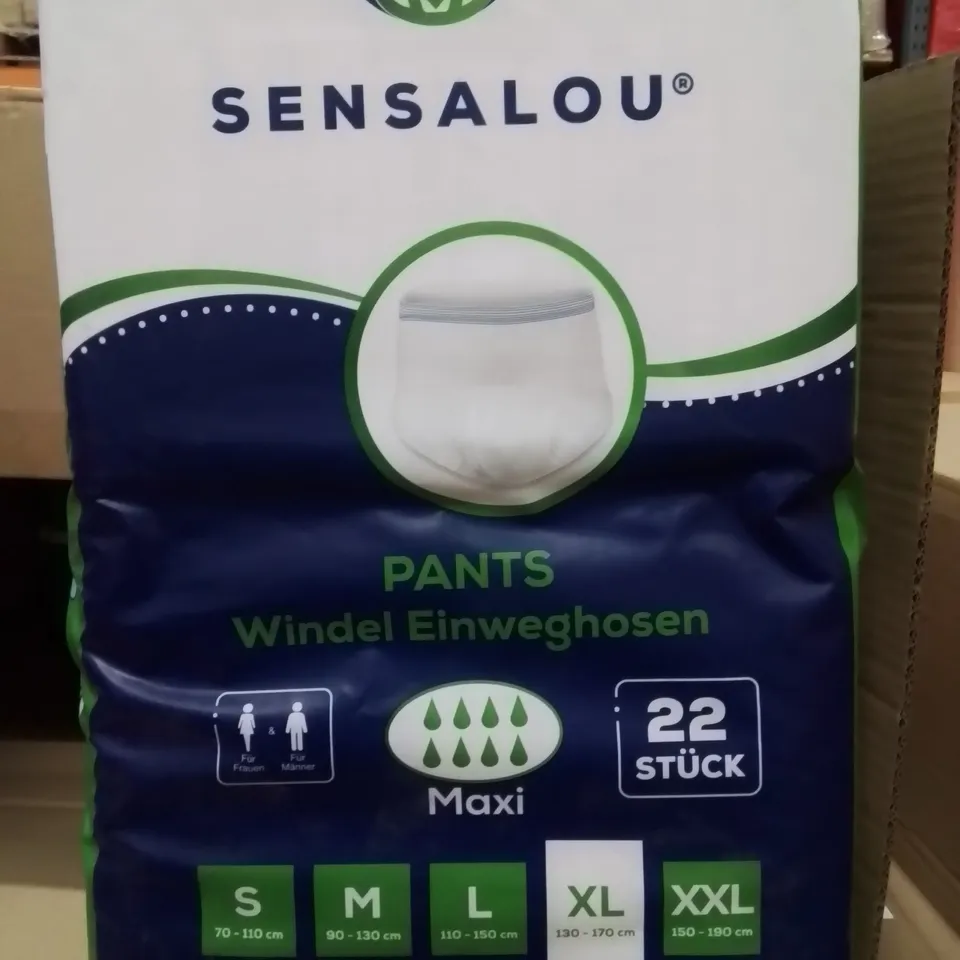 PALLET OF SENSALOU INCONTINENCE PANTS APPROXIMATELY 4 PACKS PER BOX 