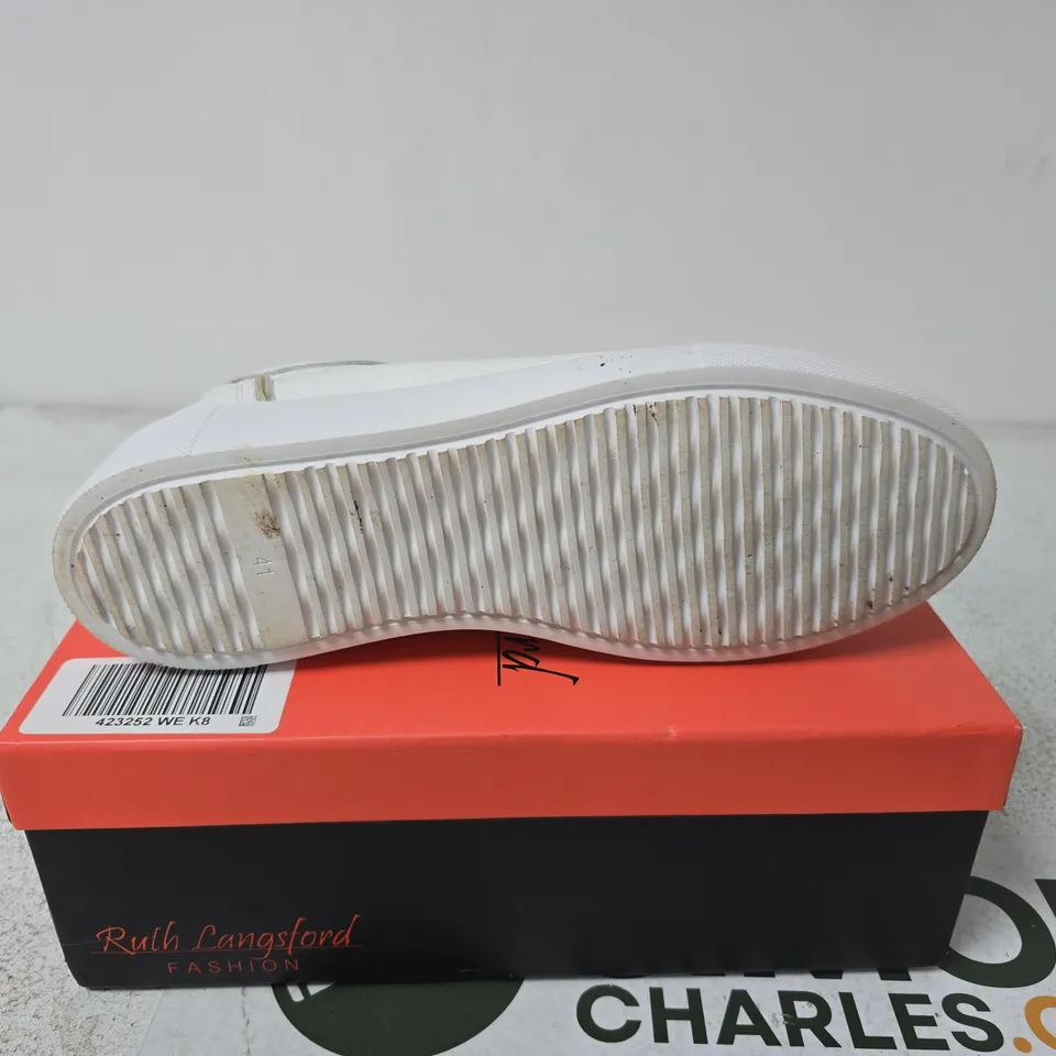 RUTH LANGSFORD LUXE WEDGE TRAINERS WHITE SIZE 41 BOXED