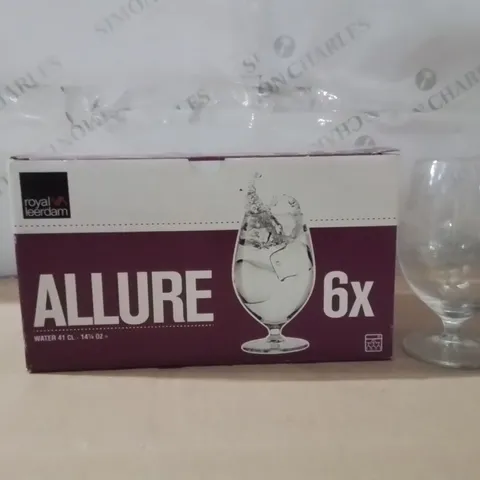 BOXED ROYAL LEERDAM WATER GLASSES APPROXIMATELY 6 41CL
