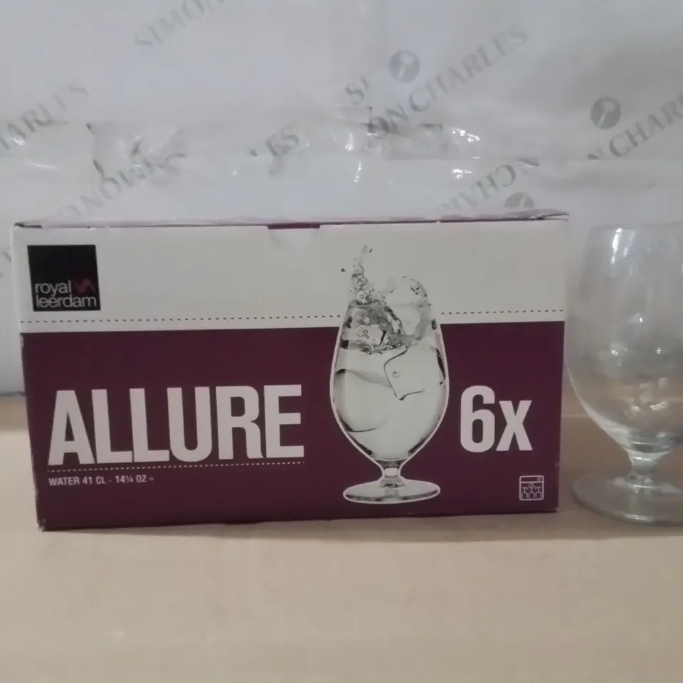 BOXED ROYAL LEERDAM WATER GLASSES APPROXIMATELY 6  41CL