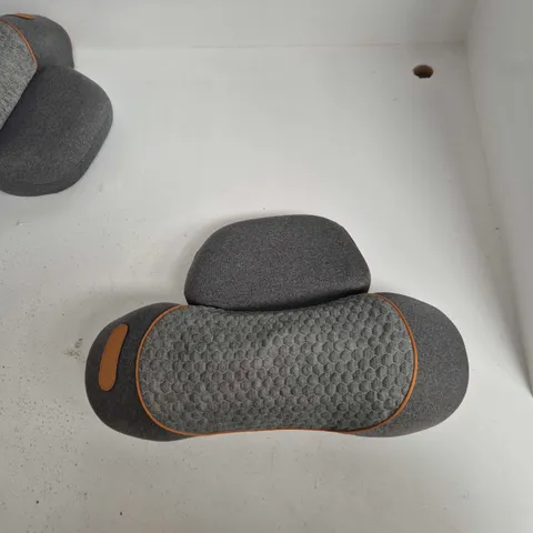 COSSEAL HEATED MASSAGE CUSHION, GREY FABRIC WITH ORANGE TRIM – DUAL CONTROL