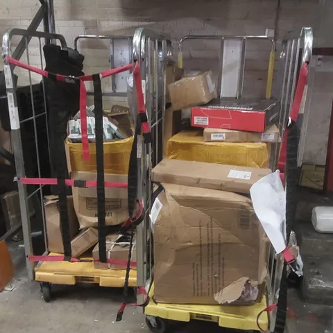 2x CAGES CONTAINING ASSORTED ITEMS INCLUDING: CLUTCH KIT, RUG, CAMPING CHAIR ECT // CAGES NOT INCLUDED