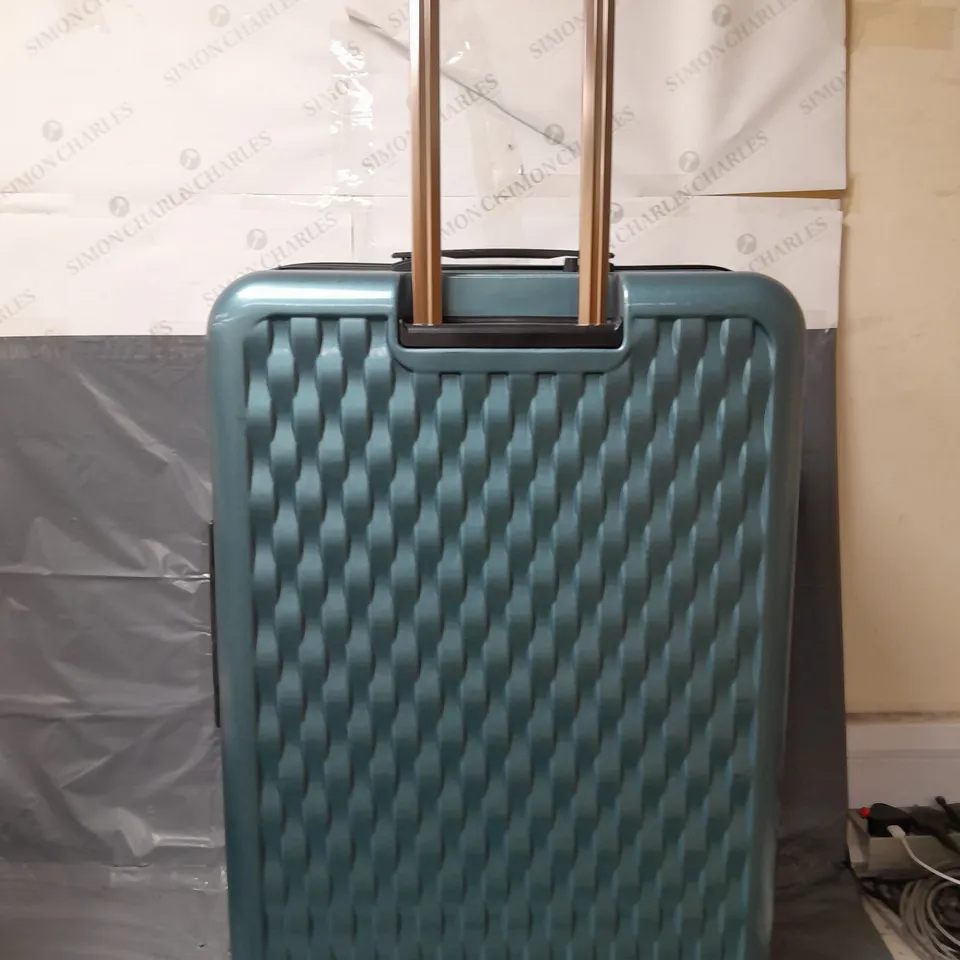 ROCK LUGGAGE HARD CASE WHEELED SUITCASE LARGE TEAL - COLLECTION ONLY