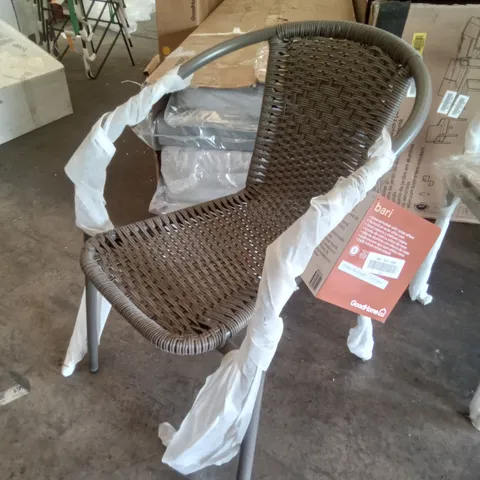 GOODHOME BARI STEEL ARMCHAIR WITH RATTAN EFFECT