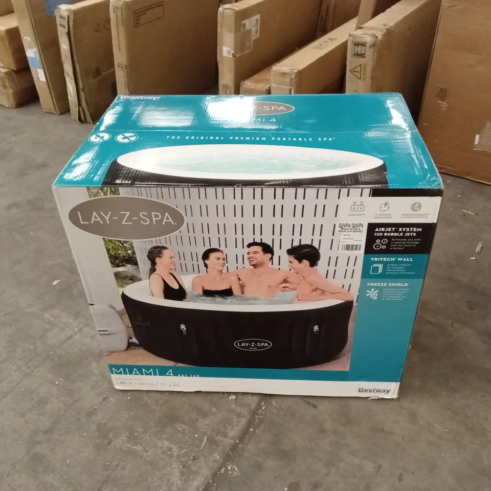 BOXED LAY-Z-SPA MIAMI AIRJET HOT TUB FOR 2-4 ADULTS (1 BOX) RRP £379.99