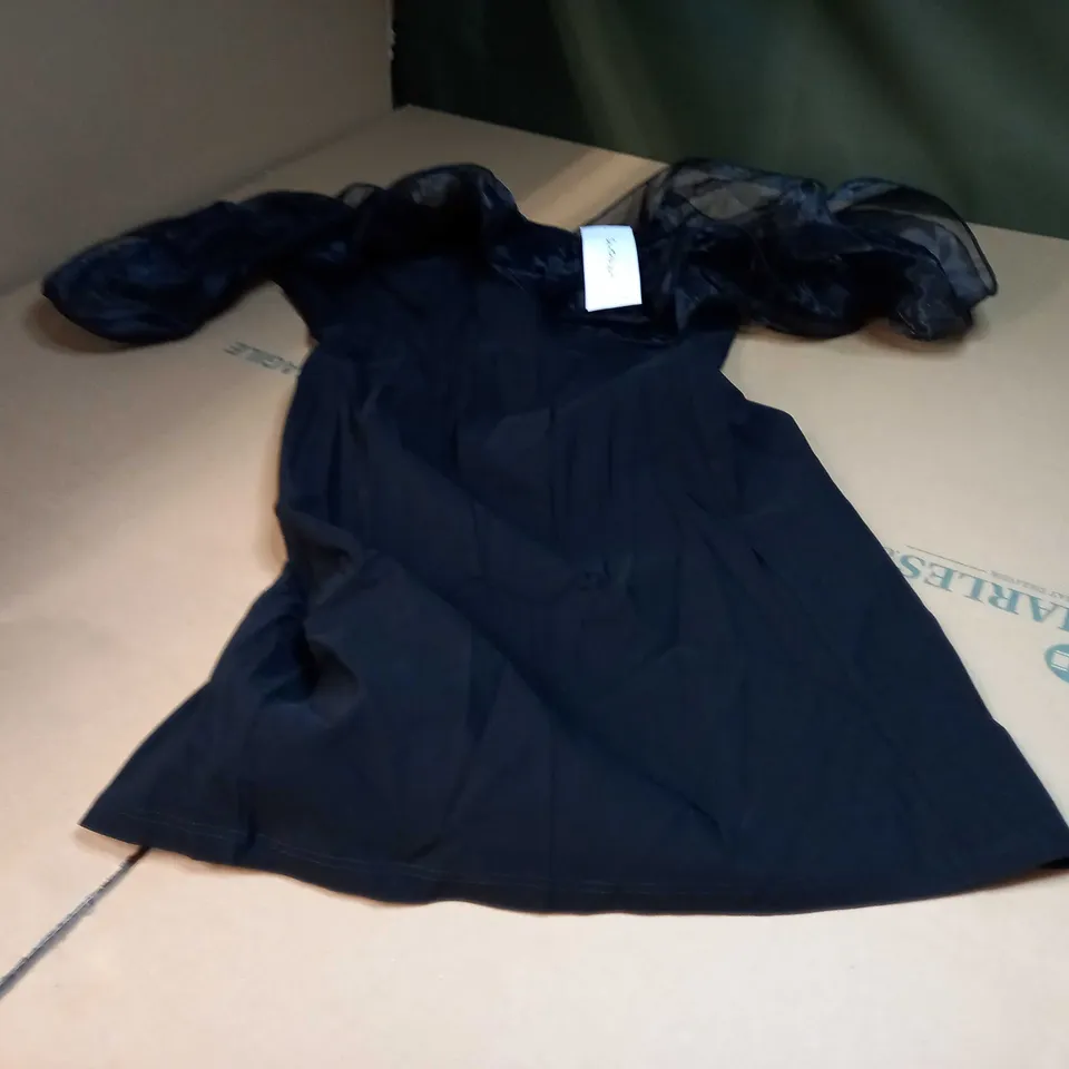 MISS SELFRIDGE BLACK OFF SHOULDER STATEMENT MINI DRESS - SIZE 10