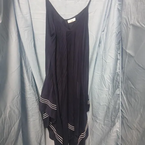 JOHN LEWIS NAVY MAXI DRESS WITH WHITE STRIPE HEM SIZE M