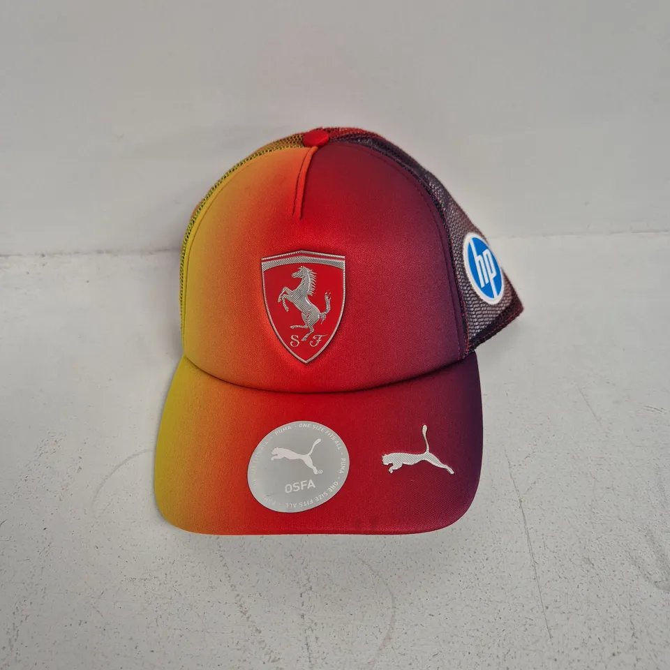 PUMA CAP – GRADIENT RED TO YELLOW WITH WHITE LOGO, ONE SIZE FITS ALL
