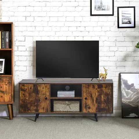 BOXED MASSIE RUSTIC SMOKED OAK PATTERN TV STAND [FOR TVS UP TO 60"]