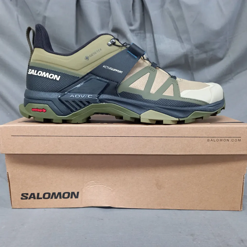 BOXED PAIR OF SALOMON X ULTRA 4 GTX SHOES IN SLATE GREEN/OLIVE/BLACK UK SIZE 11