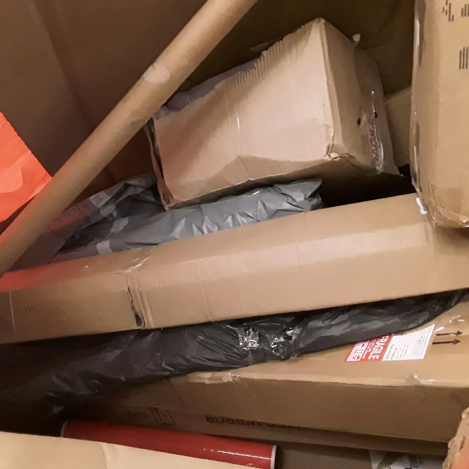 PALLET OF ASSORTED PRODUCTS INCLUDING OLARHIKE DOUBLE HIGH AIR MATTRESS, TOILET SEAT, TENSION ROD, WALL MOUNTED MIRROR, FOLDING EXERCISE BIKE