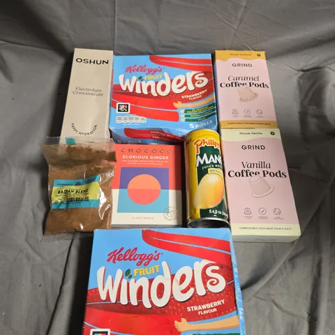 APPROXIMATELY 5 ASSORTED FOOD &DRINK ITEMS TO INCLUDE - FRUIT WINDERS, GRIND AND MANGO JUICE   - COLLECTION ONLY