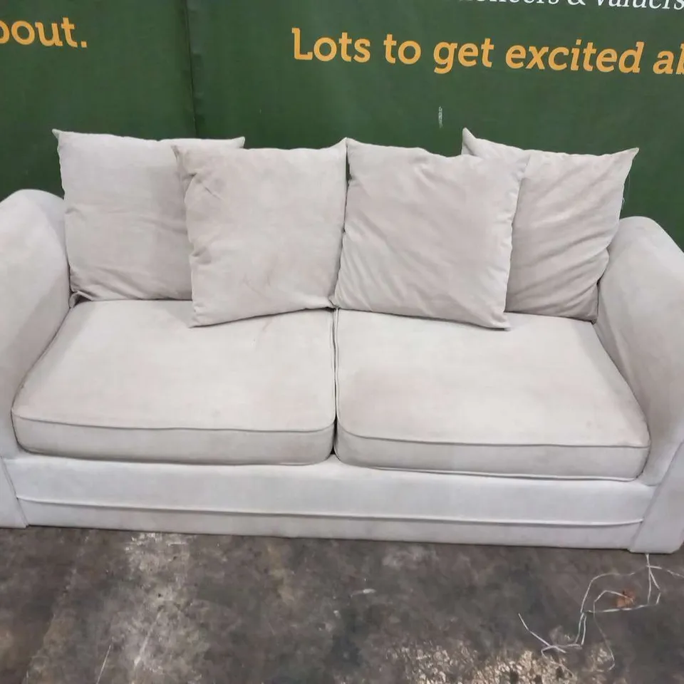 DESIGNER BEIGE FABRIC THREE SEATER SOFA