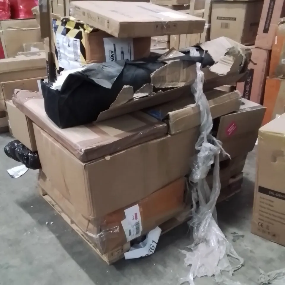 PALLET CONTAINING NEO PRODUCTS AND OTHER ASSORTED HOUSEHOLD GOODS TO INCLUDE;GAMING CHAIR,MIRROR,SACK TRUCK
