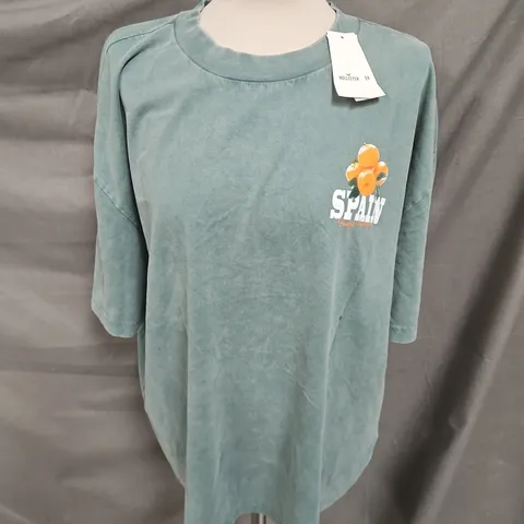 HOLLISTER HEAVYWEIGHT BOXY FIT TEE IN GREEN SIZE XL