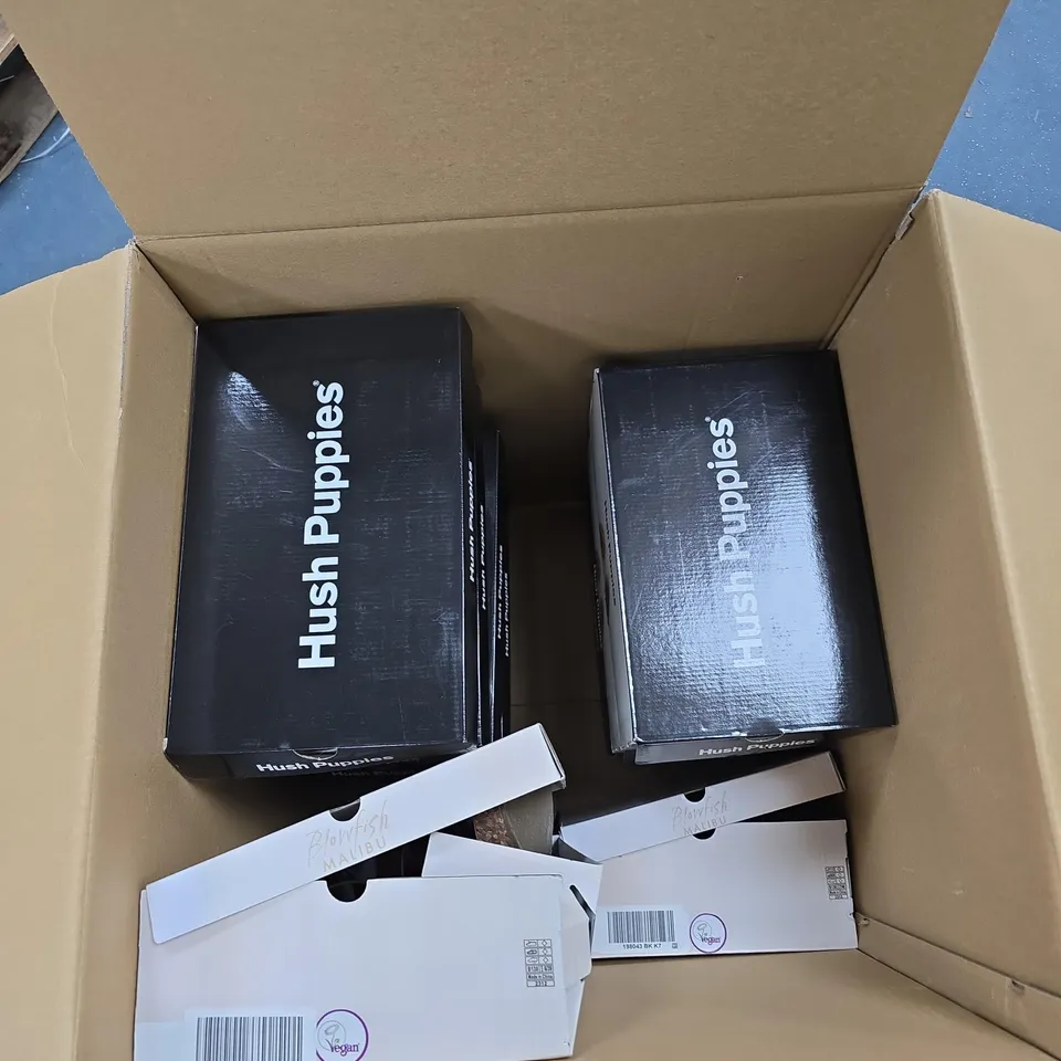 BOX OF APPROXIMATELY 12 PAIRS OF ASSORTED FOOTWEAR TO INCLUDE:BLOWFISH MALIBU AND HUSH PUPPIES