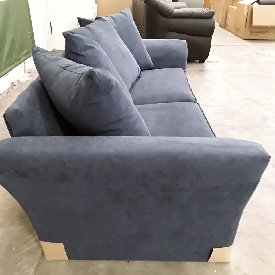 QUALITY DESIGNER 3 SEATER SOFA - DARK BLUE FABRIC