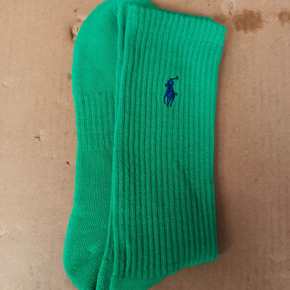 POLO RALPH LAUREN CUSHIONED COMFORT SOLE ARCH SUPPORT CLASSIC SPORT SOCKS IN GREEN (1 PAIR)