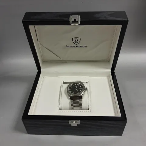 MENS BERNARD REINHARDT WATCH – BLACK DIAL – 316 STAINLESS STEEL CASE & STRAP – SWISS MOVEMENT – SAPPHIRE CRYSTAL - 5 ATM WATER RESISTANT