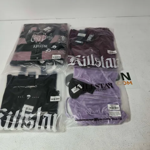 lot of approximately 60 brand new killstar clothing items to include lost in sin zip top, breathless bardot top and crossbones cardigan - various sizes