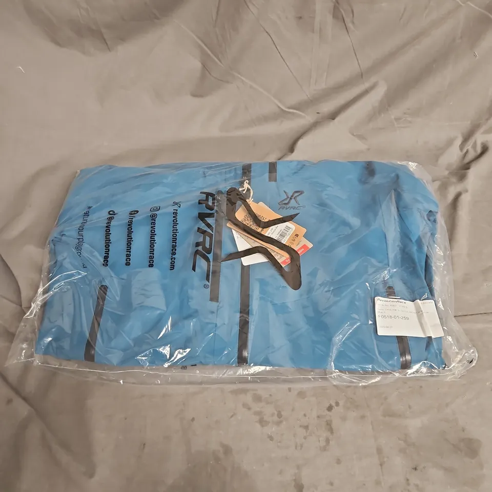 BAGGED REVOLUTION RACE CYCLONE 3 SHELL JACKET IN MOROCCAN BLUE SIZE S