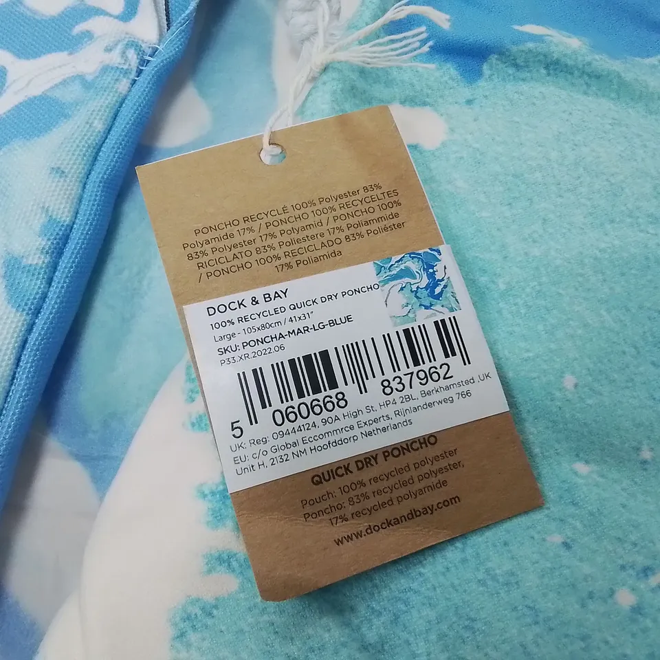 DOCK & BAY QUICK DRY PONCHO IN BLUE - LARGE