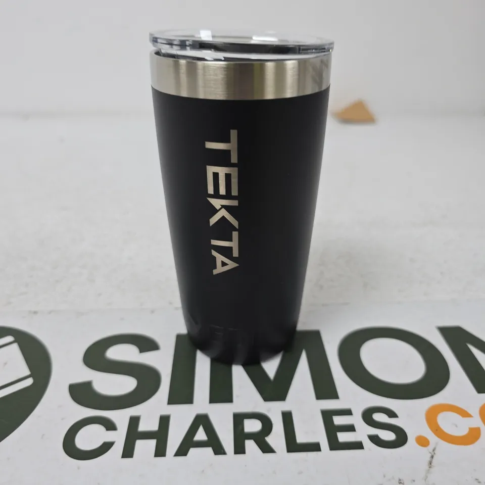 YETI BLACK STAINLESS STEEL TUMBLER WITH CLEAR LID