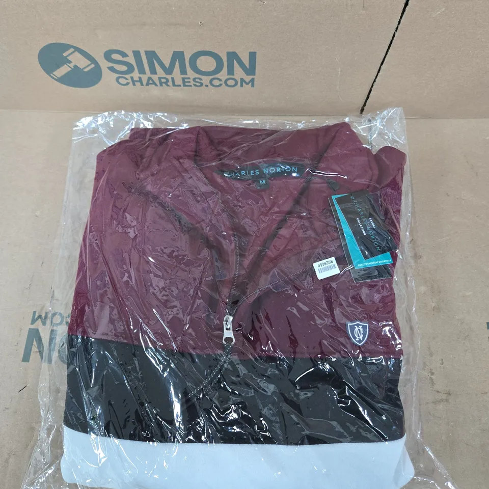 CHARLES NORTON COLLECTION MEN'S QUARTER ZIP SWEATSHIRT – MAROON, SIZE M