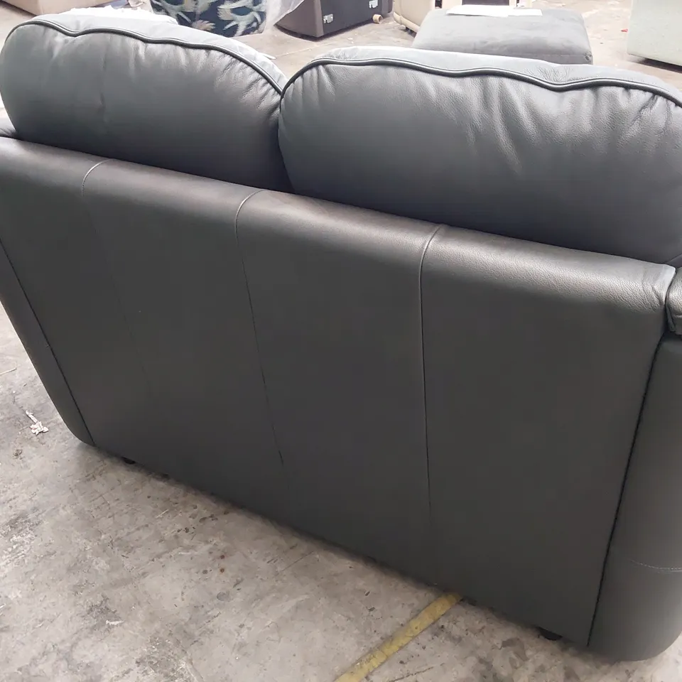 QUALITY BRITISH DESIGNER G PLAN JACKSON TWO SEATER SOFA CAMBRIDGE PETROL BLUE LEATHER 
