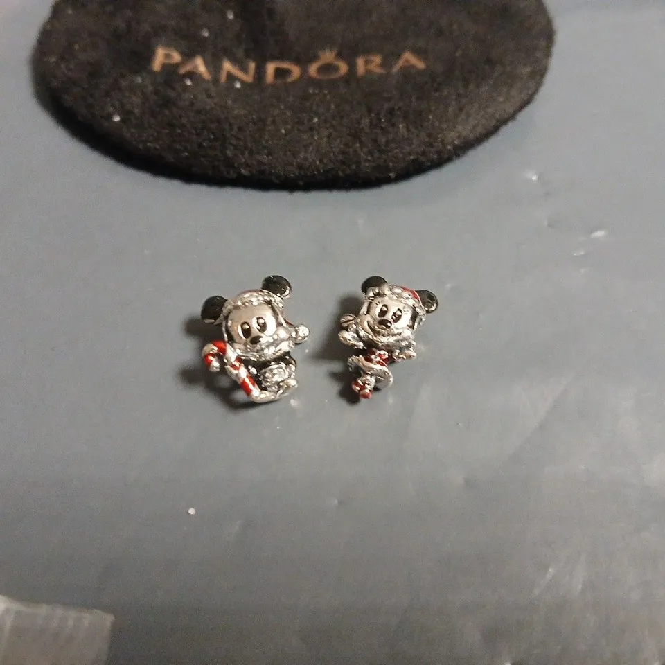 PANDORA MINNIE MOUSE CHARM SET – 2 SILVER-TONE ENAMEL CHARMS WITH RED ACCENTS