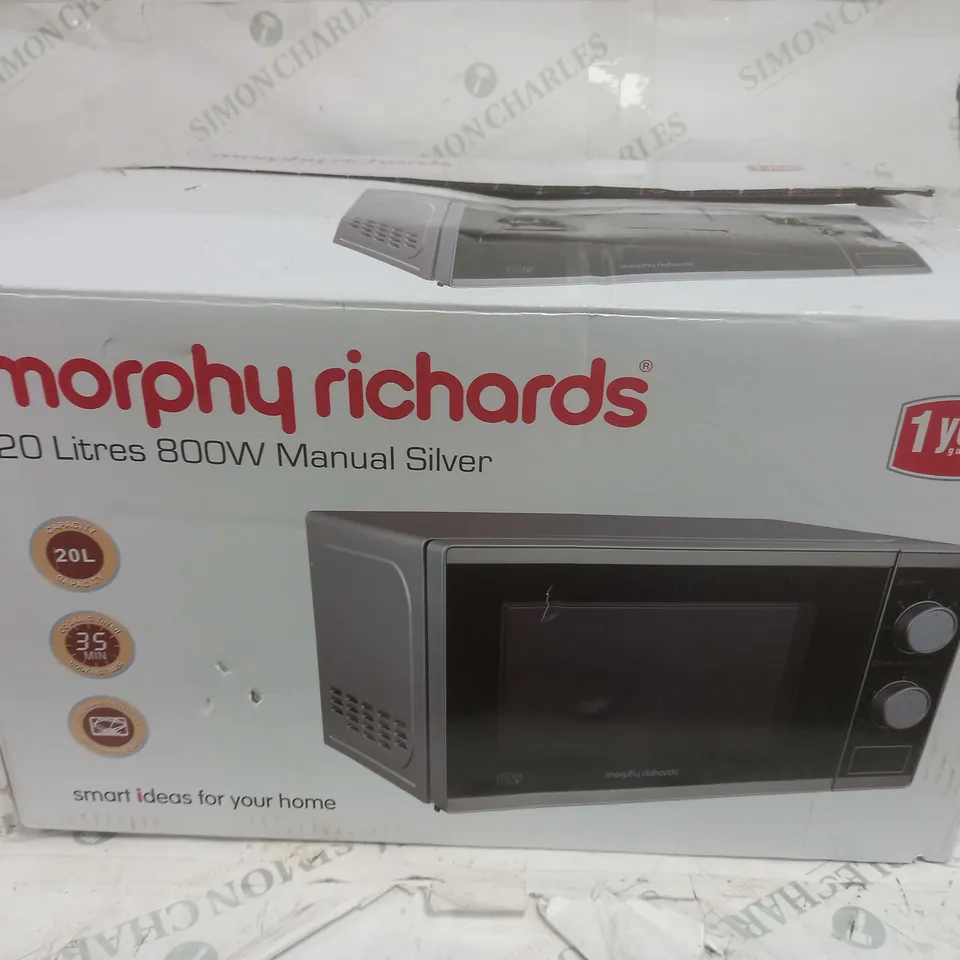 MORPHY RICHARDS 20 LITRES 800W MANUAL SILVER MICROWAVE