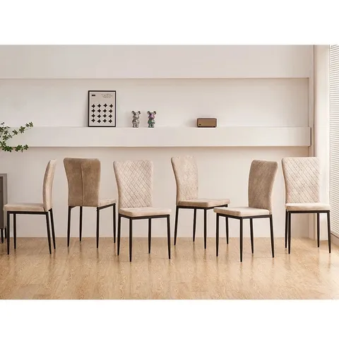 BOXED LELANYA SUEDE UPHOLSTERED DINING CHAIR SET OF 6 BEIGE