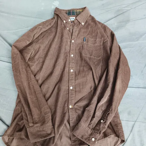 BARBOUR TAILORED FIT BROWN CORDUROY SHIRT – MEN'S - UK LARGE