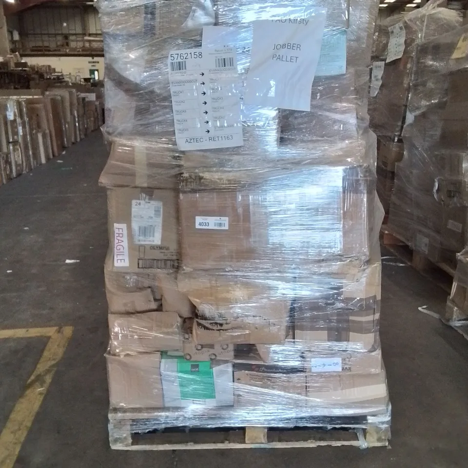 PALLET CONTAINING CATERING ITEMS AND PRODUCTS SUCH AS;OLYMPIA COCKTAIL CHAMPAGNE GLASSES,PASABAHCE TUMBLERS,UTOPIA PLATES