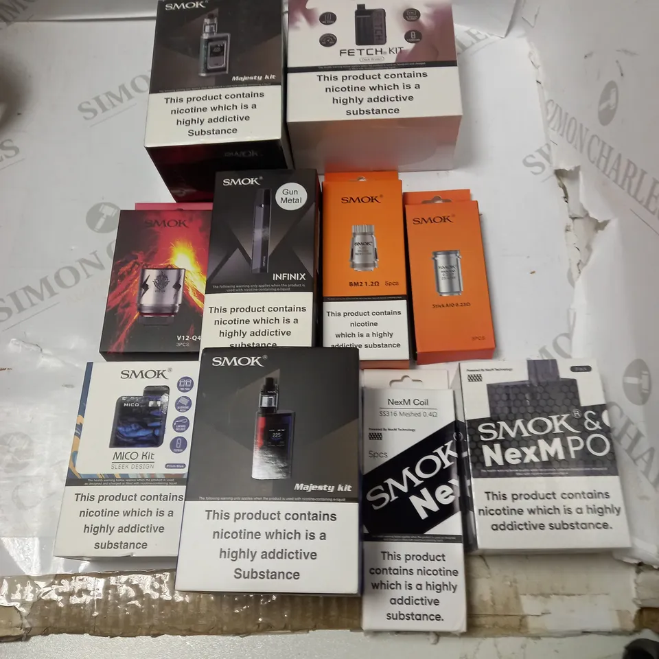 10 ASSORTED SMOK BRAND VAPES AND COMPONENTS